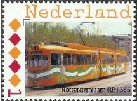 personalised stamp of The Netherlands with trains, trams, stations etc